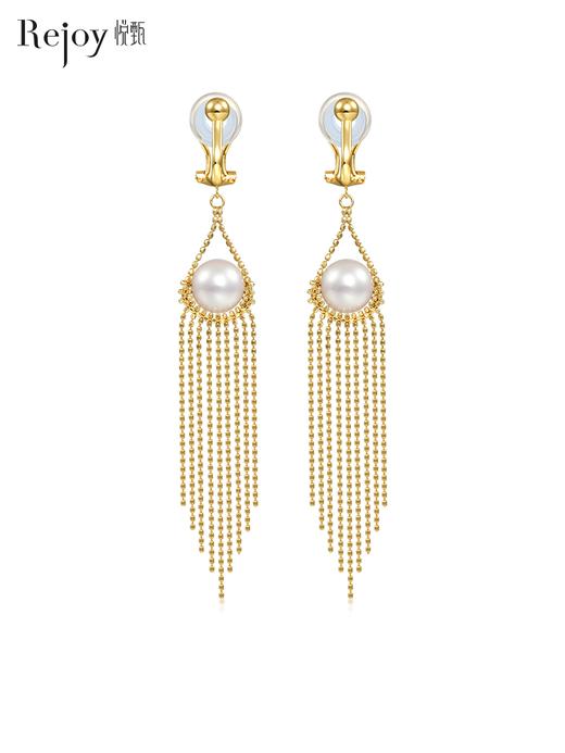 【挚友限定】悦甄 扉扬 18K金akoya珍珠流苏耳夹天使之眼造型 商品图0