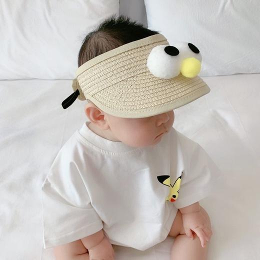 婴儿帽子夏天薄款防晒空顶草帽遮阳帽宝宝卡通大眼超萌太阳帽凉帽国庆出游 商品图7