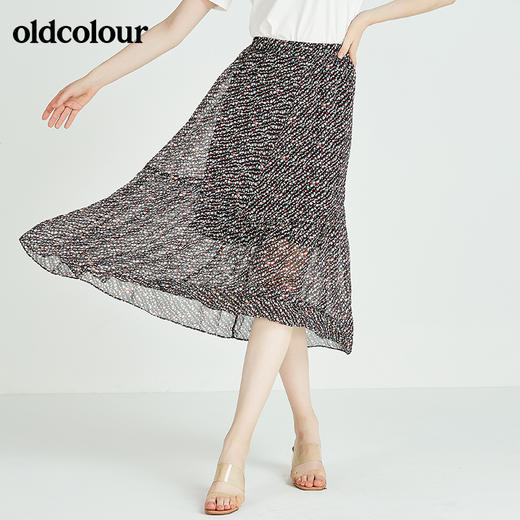 oldcolour欧珂秋季商场同款时尚复古花色半身长裙N22063437 商品图3