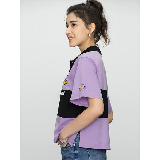 【Smiley®联名】Lee22春夏新品舒适紫粉女短袖翻领T恤LWT002471 商品图3