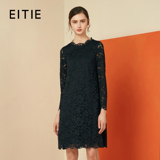 EITIE爱特爱女装春季纱网绣花假两件宽松镂空裙连衣裙5607335 商品图0