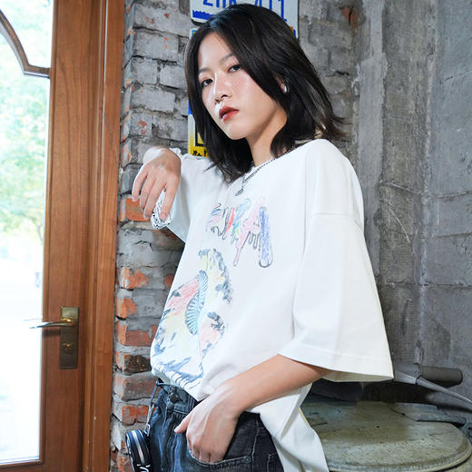 Mishka大眼球潮牌2022春夏新品 涂鸦眼球圆领短袖T恤男女同款M21100011M  商品图1
