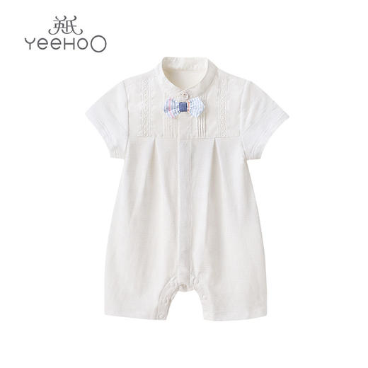 英氏婴儿哈衣男宝短袖棉麻连体衣夏新款舒适爬服YRHBJ22198A 商品图0