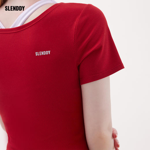 SLENDDY瑜伽上衣女修身短袖T恤前后两穿运动服Smily  S2008 商品图2