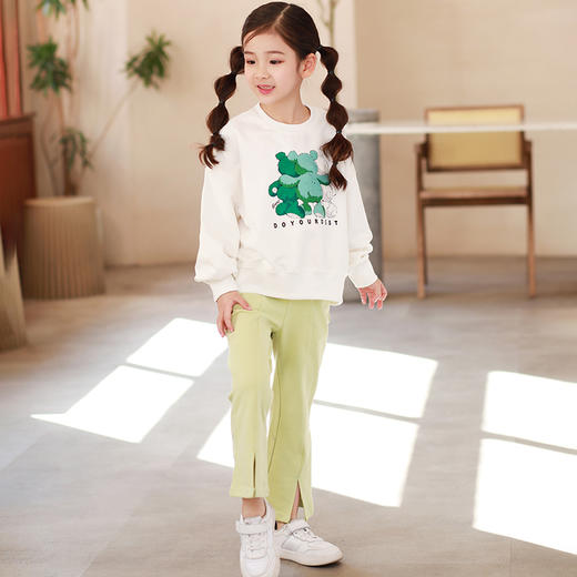 龙之涵 中大童女童前开喇叭裤阔腿裤 商品图1