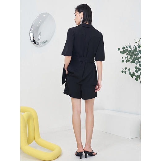 NEELLY纳俪商场同款时尚套装女夏季多口袋收腰系带衬衫休闲短裤N22044Z04419 商品图4