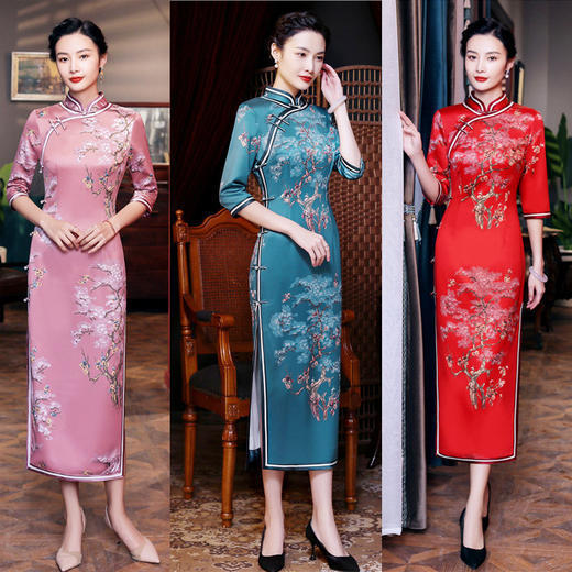 JXJR-新款旗袍 长款复古丽质优雅民族风旗袍裙 商品图0