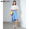 NEELLY纳俪商场同款蓝色格纹高腰半身裙女不规则裙摆鱼尾包臀裙N22044E04423 商品缩略图2