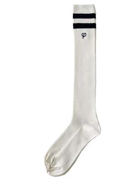 双纹刺绣高筒袜