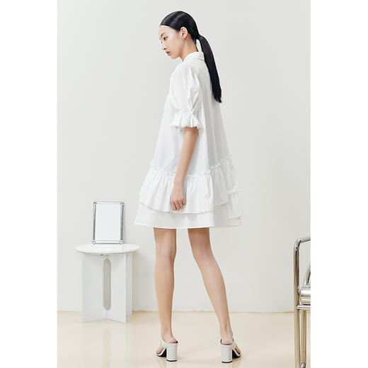 NEELLY纳俪商场同款设计感连衣裙女夏季不规则下摆泡泡袖娃娃裙N22041Y01017 商品图4