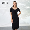 EITIE爱特爱夏季新款修身显瘦通勤百搭高腰a字黑色针织连衣裙B2201908 商品缩略图0
