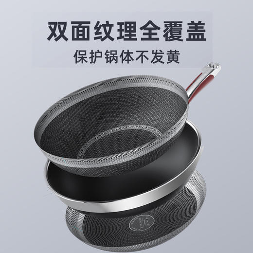 【官方正品保证】	欧乐菲第五代不粘锅不锈钢炒锅少油烟双面花纹蜂窝炒菜蜂巢锅具电磁炉天然气明火通用 32CM	OLO32B1-S 商品图7