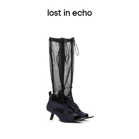 【下架】lost in echo 时装低跟系列 运动感露趾低跟网纱长靴袜靴春夏靴
