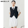 NEELLY纳俪假两件连衣裙女可脱卸领带衬衫式A字裙泡泡袖中长款N22041Y01018 商品缩略图3