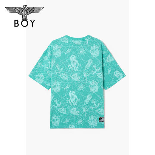 BOYLONDON短袖男女同款22夏季新品哥特字母老鹰印花个性T恤B222N01056 商品图1