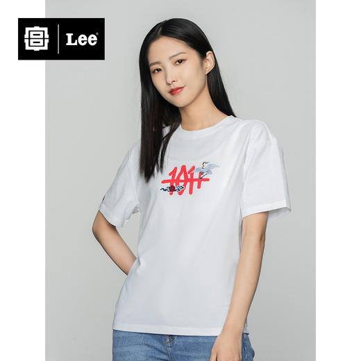 Lee宫廷文化“一品云鹤”潮服22春夏新品舒适女短袖T恤LWT0025113RT00FK14000 商品图0