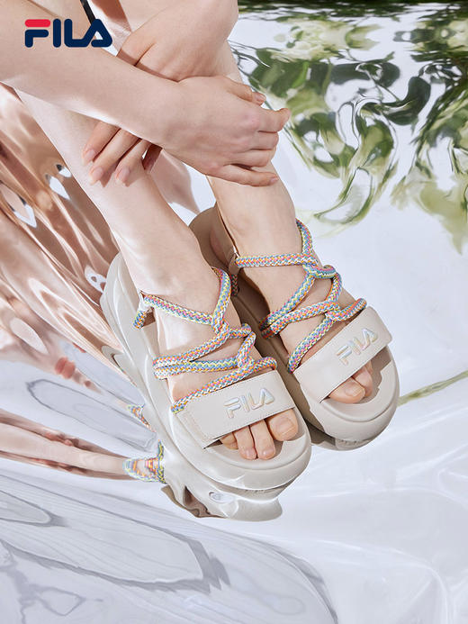 FILA斐乐【江疏影同款】女鞋凉鞋2022夏新款运动鞋凉拖增高沙滩鞋麻花F12W221404F 商品图2