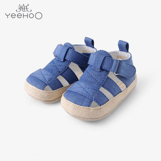 英氏婴儿凉鞋春夏男童透气软底鞋男宝宝防踢包头鞋子YFXFJ22030A 商品图0