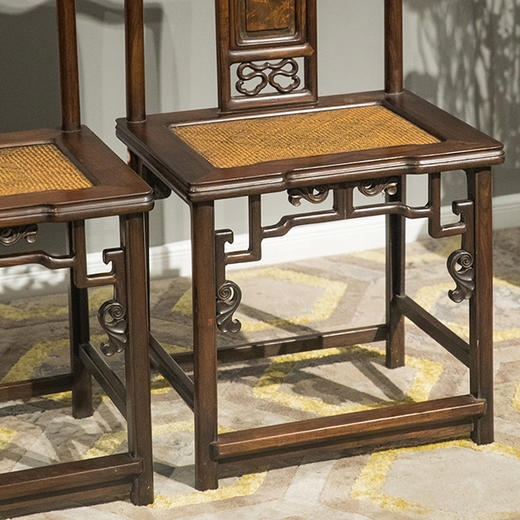 清 红木镶瘿木靠背椅成堂（一堂四只） 商品图2