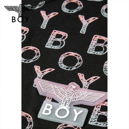 BOYLONDON短袖男女同款22夏季新品水彩感老鹰满印黑色T恤B222N01058 商品图3