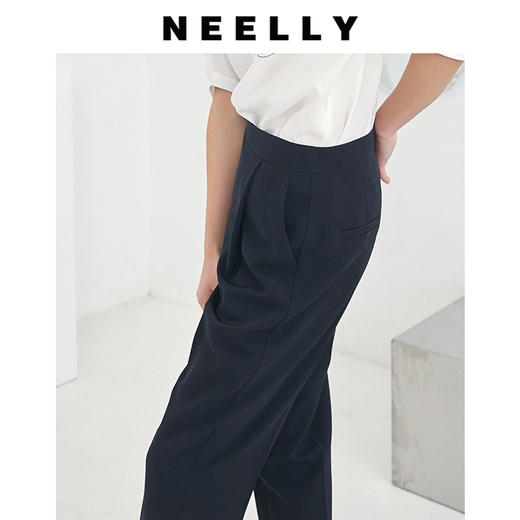NEELLY纳俪商场同款春秋OL西装烟管裤显瘦简约小脚休闲长裤直筒裤N22044H04552 商品图3