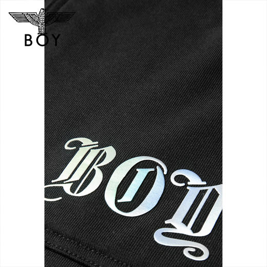 BOYLONDON休闲裤男女款22夏季新品老鹰满印黑色宽松短裤B222N13022 商品图4