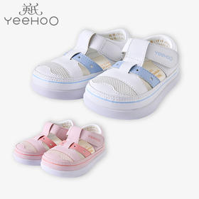 英氏22夏季新款儿童魔术贴皮质网面步前鞋 透气 凉鞋YFXFJ22035A