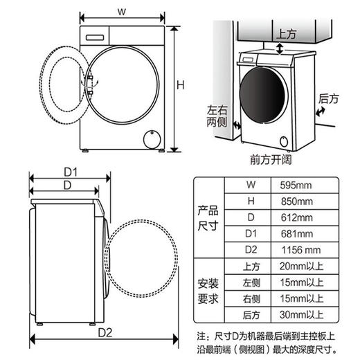 【全新5代洗烘套装】卡萨帝（Casarte）12KG+12KG 锡兰青热泵烘干家用大容量洗烘套装C1 D12L3LU1+CGY 12FL3TU1 商品图3