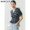 NEELLY纳俪商场同款法式浪漫气质V领泡泡袖衬衫女夏季短款上衣N22041R01013 商品缩略图3