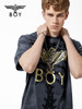 BOYLONDON短袖男女同款22春夏新品烫金LOGO水波纹分割感T恤B221N01032 商品缩略图2