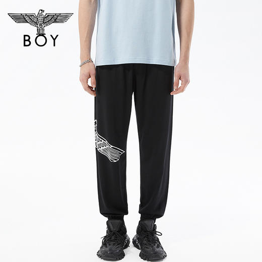 BOYLONDON长裤男女款22春夏新品暗纹肌理感印花轻薄休闲裤B221N15008 商品图0