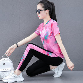 夏季运动服套装，大码冰丝速干衣服减龄夏装休闲两件套TR-CJS3163