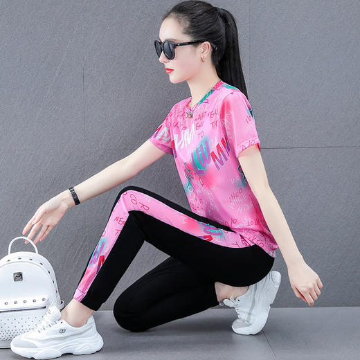 夏季运动服套装，大码冰丝速干衣服减龄夏装休闲两件套TR-CJS3163 商品图0