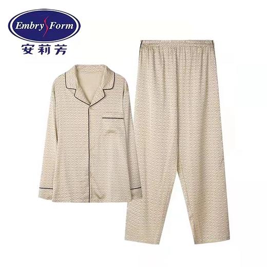 安莉芳新品印花小翻领睡衣套装情侣男款长袖长裤家居服ELM0449 商品图1