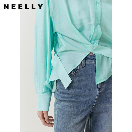 NEELLY纳俪商场同款衬衫女夏季薄款单排扣设计感收腰袢带上衣小衫N22041B01008 商品图1