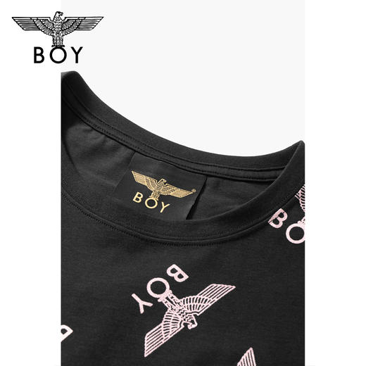 BOYLONDON短袖男女同款22夏季新品经典老鹰满印个性T恤B222N01060 商品图2