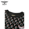 BOYLONDON短袖男女同款22夏季新品水彩感老鹰满印黑色T恤B222N01058 商品缩略图2