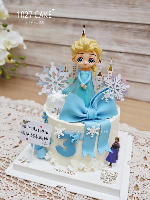 1027CAKE | 翻糖蝴蝶结 蓝色系 冰雪奇缘主题 爱莎蛋糕 商品图1