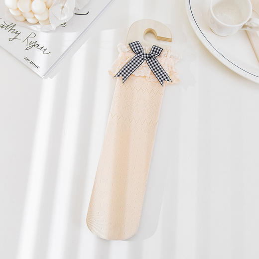 【2双装 雪花爱心中筒亲子袜】新款夏季网眼薄款女童袜子蝴蝶结洛丽塔蕾丝花边长筒公主袜韩国 商品图5