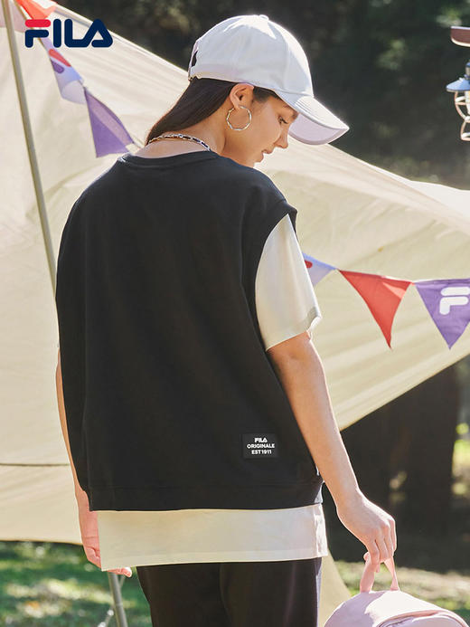 FILA斐乐【江疏影同款】女士短袖两件套2022夏休闲运动短T背心女F11W229114F 商品图4