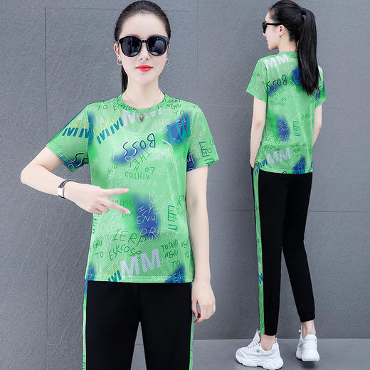 夏季运动服套装，大码冰丝速干衣服减龄夏装休闲两件套TR-CJS3163 商品图4