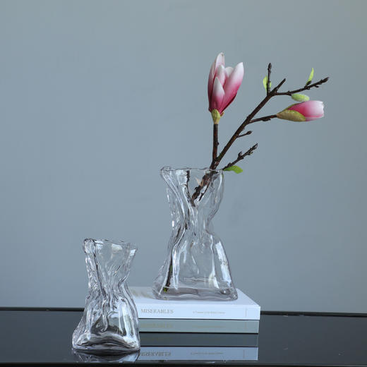 （特价商品 不算在满600打5折金额内）BX扭曲折纸玻璃花瓶 彩色透明 商品图2