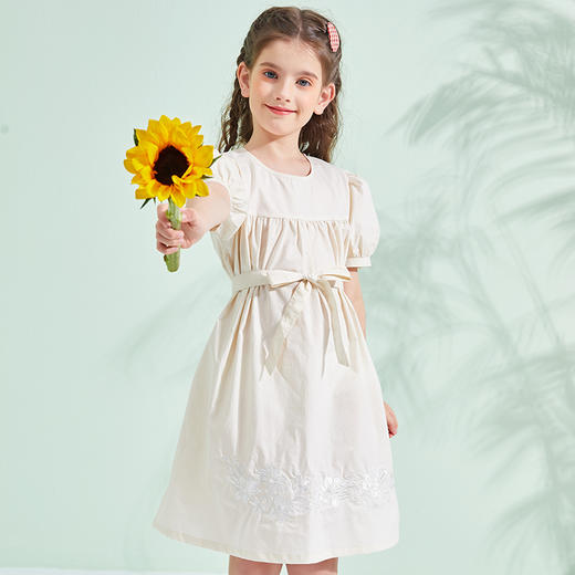 夏季新款女童灯笼袖绣花连衣裙 婴幼儿A类标准 防晒放紫外UPF50+-AL 商品图5