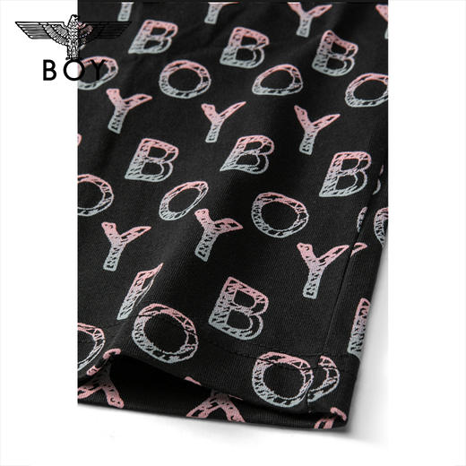 BOYLONDON短袖男女同款22夏季新品水彩感老鹰满印黑色T恤B222N01058 商品图4