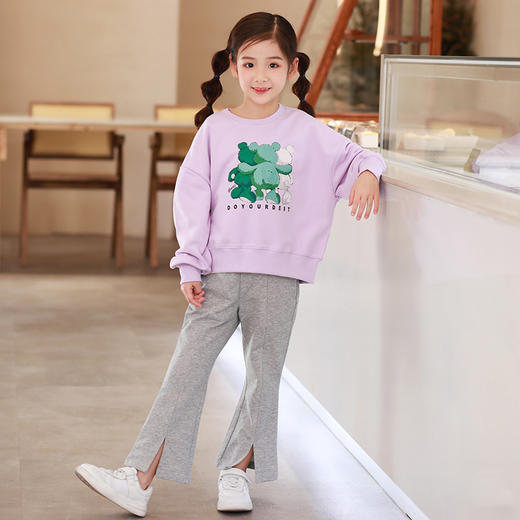 龙之涵 中大童女童前开喇叭裤阔腿裤 商品图8