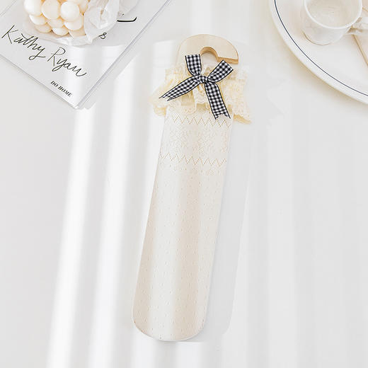 【2双装 雪花爱心中筒亲子袜】新款夏季网眼薄款女童袜子蝴蝶结洛丽塔蕾丝花边长筒公主袜韩国 商品图7