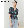 NEELLY纳俪商场同款法式浪漫气质V领泡泡袖衬衫女夏季短款上衣N22041R01013 商品缩略图1
