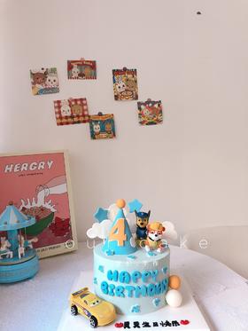 汪汪队生日帽款蛋糕（汪汪和车车款式颜色随机搭配）-低糖处理无添加