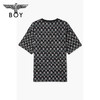 BOYLONDON短袖男女同款22夏季新品水彩感老鹰满印黑色T恤B222N01058 商品缩略图1