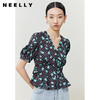 NEELLY纳俪商场同款法式浪漫气质V领泡泡袖衬衫女夏季短款上衣N22041R01013 商品缩略图0
